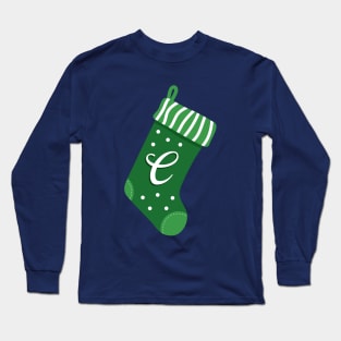 Christmas Stocking with Letter C Long Sleeve T-Shirt